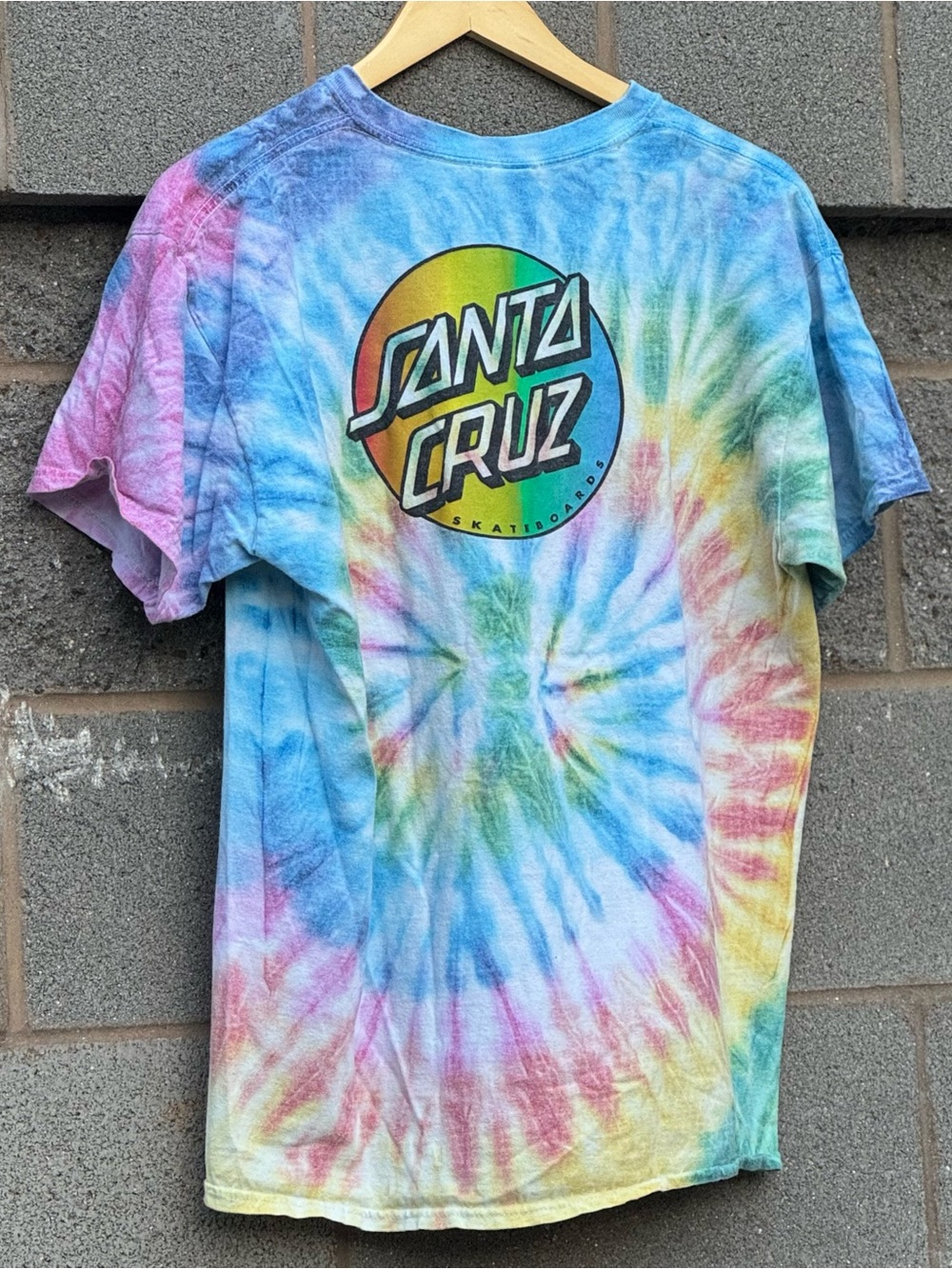 Men’s Santa Cruz Tie Dye Skateboards T-Shirt Large